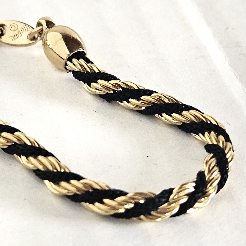 Trifari Black and Gold Rope Bracelet
